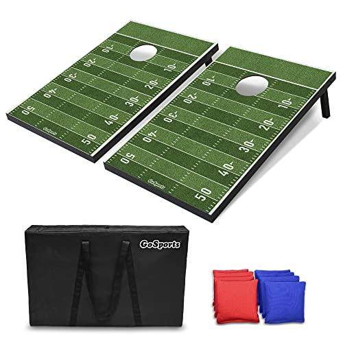 GoSports Classic Cornhole Set - Includes 8 Bean Bags, Travel Case and Game Rules (Choose between American Flag, Football, Rustic, Chevron and Classic Designs)