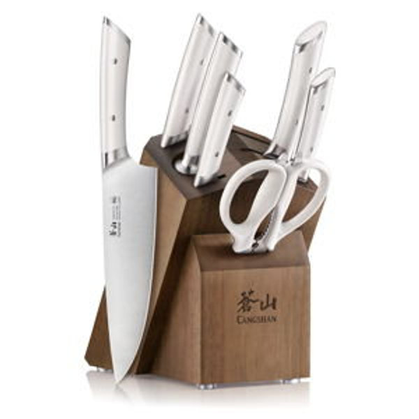 HELENA Series 8-Piece Knife Block Set, Forged German Steel, Acacia Block