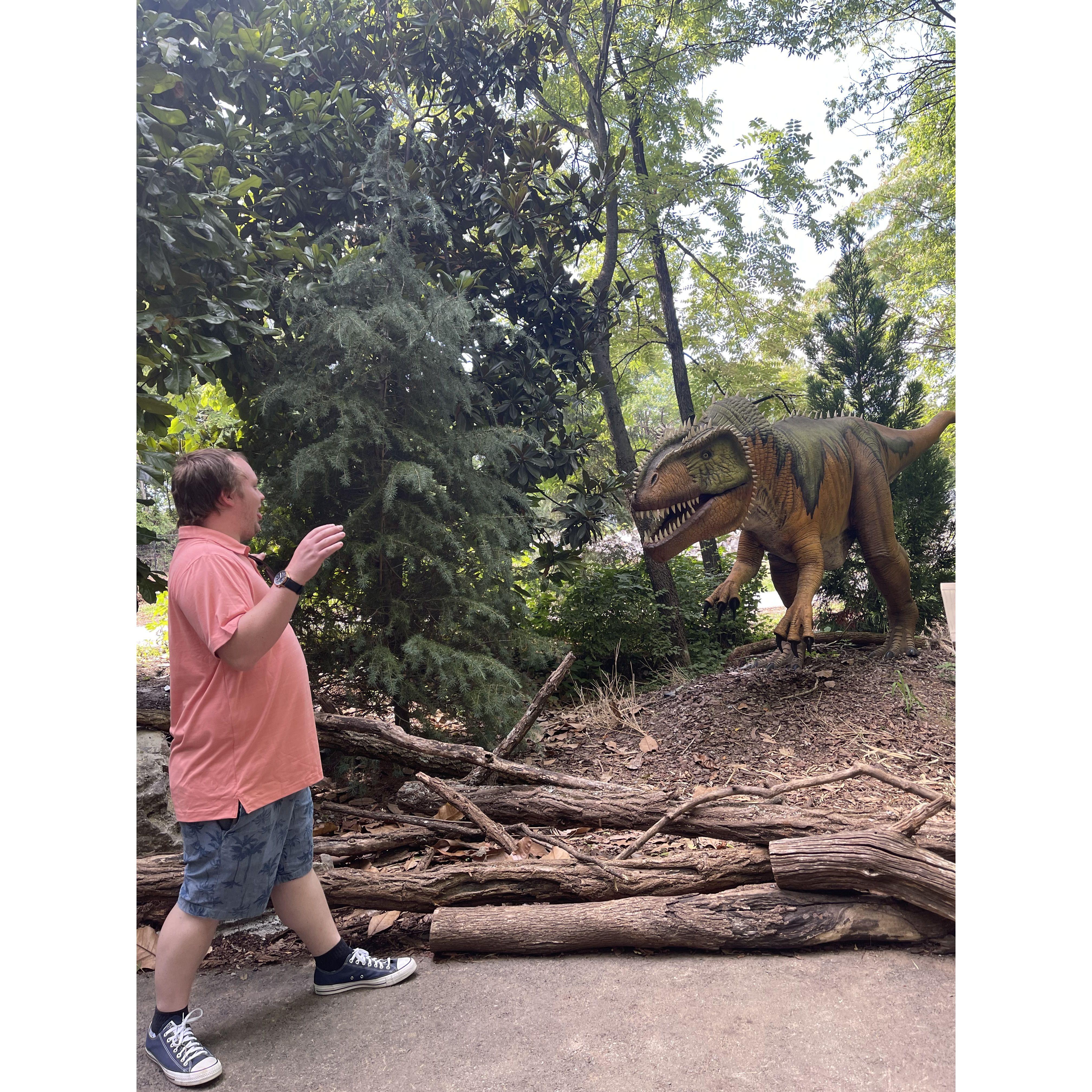 Garrett was scared by the dinasours.