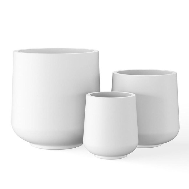 Kante 15.3"+11.6"+8.2" Dia Round Concrete Planter, Large Outdoor Indoor Planter Pots Containers with Drainage Holes and Rubber Plug for Home Garden Patio, Pure White
