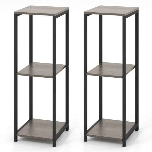 Costway 2PCS 3 Tier Tall Metal Plant Stand Corner Plant Holder w/ Metal Frame