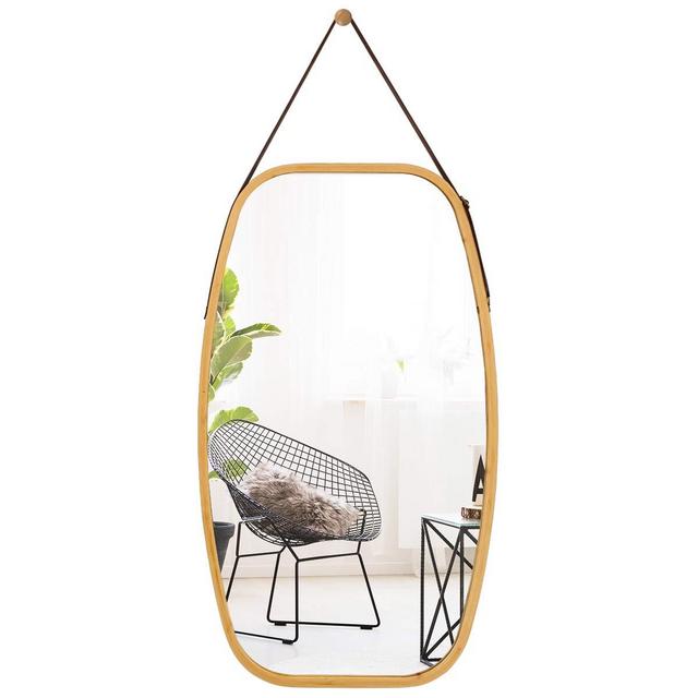 Wall Hanging Mirror with Bamboo Frame