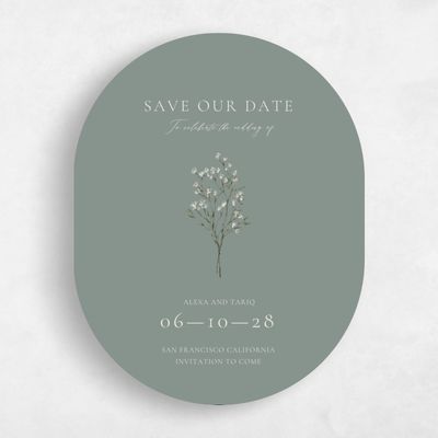 Deep Sage, Green Wedding Save the Date - Sweetbay Portrait