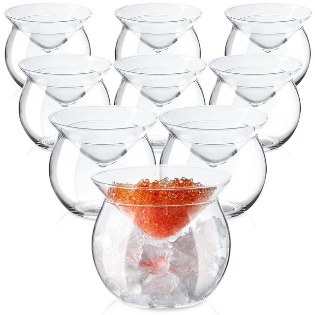 Wilzing Set of 6 Caviar Martini Glasses Stemless 5 oz Drinks Holder Chiller Shrimp Cocktail Liquor Martinis Cocktails Dish for Summer Party Kitchen Restaurant Supplies