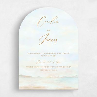 Blue Arch Wedding Invitation - Andalusia Portrait