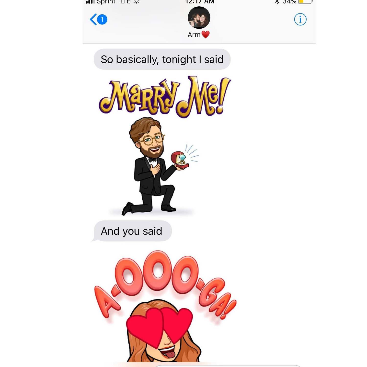 Armand LOVES bitmojis...Olivia eventually came around to them.