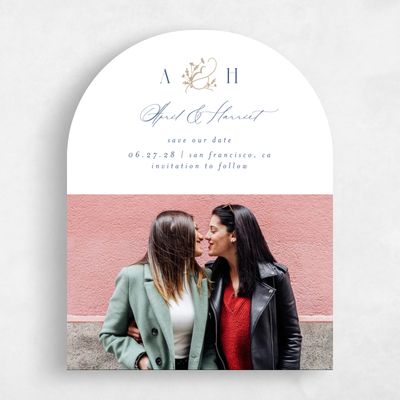 White Arch Wedding Save the Date - Olmo Portrait