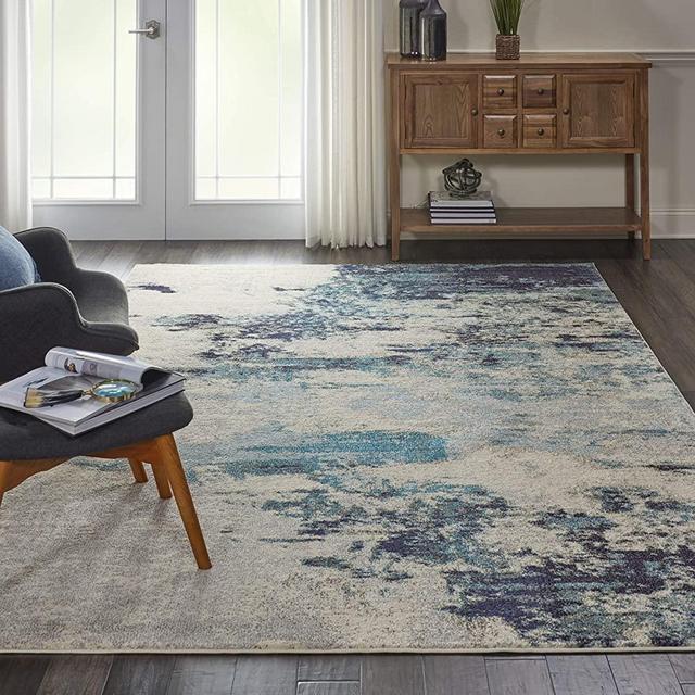 Nourison Celestial 6'x9' Area Rug, Ivory Teal Blue