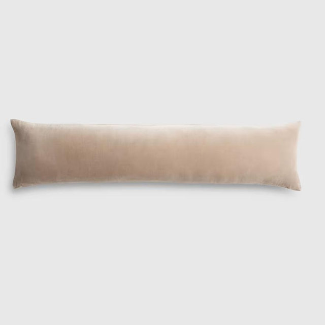 Cotton Velvet Oversized Lumbar Pillow Cover - Taupe, 12"x48"