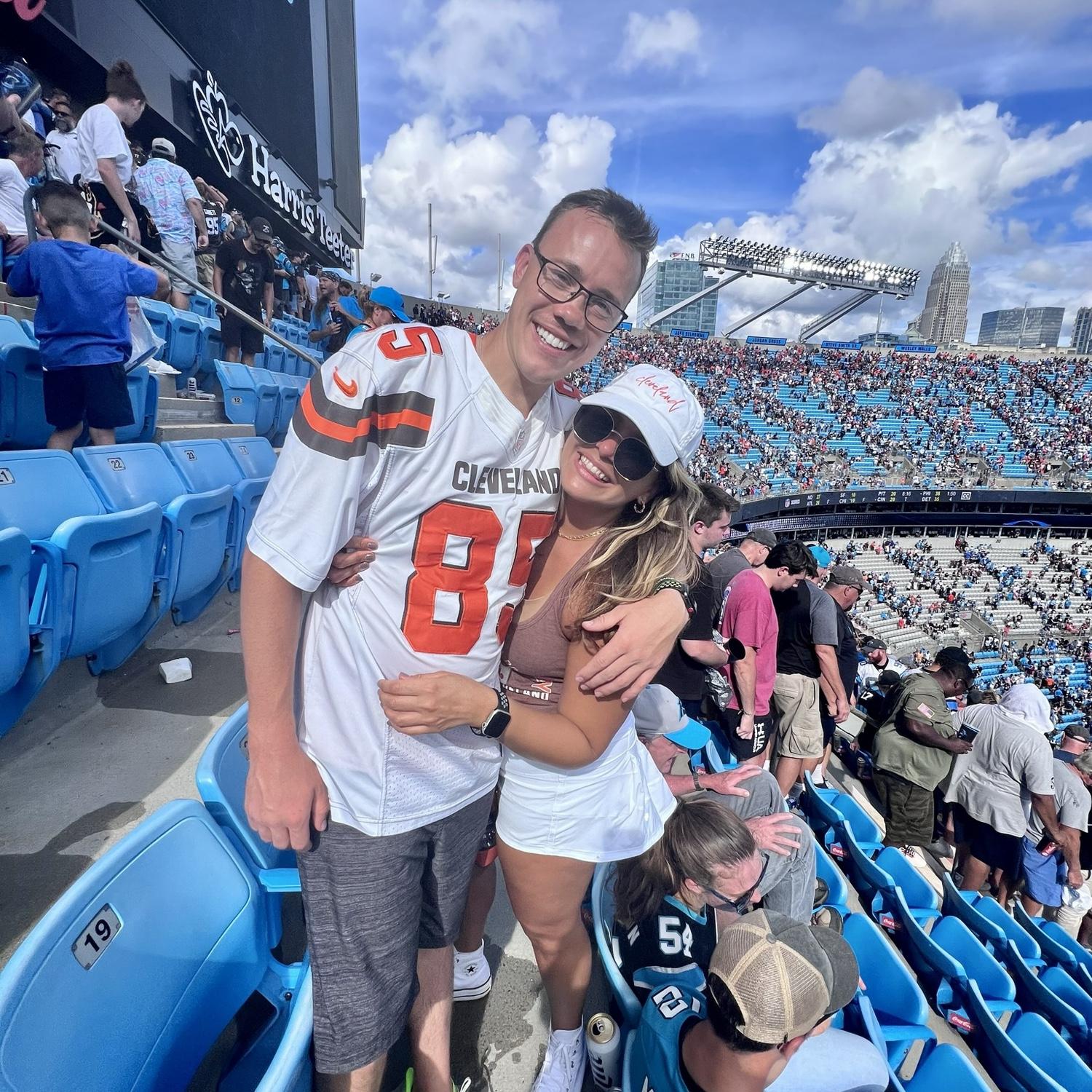 Our first photo together at the Browns/Panthers game in Charlotte. This is also the weekend we officially became a couple.