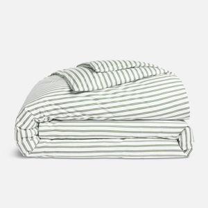 Luxe Sateen Duvet Cover - Tandem Stripe in Fresh Moss - King/Cali King