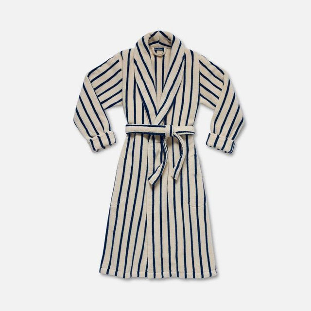 Super-Plush Robe - Striped Midnight Navy - Size Large