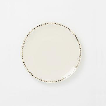Fishs Eddy Salad Plate, Black + Gold Narrow Rim