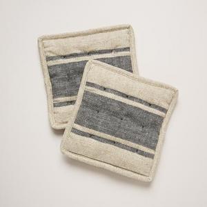 Handloom Stripe Potholders - Navy