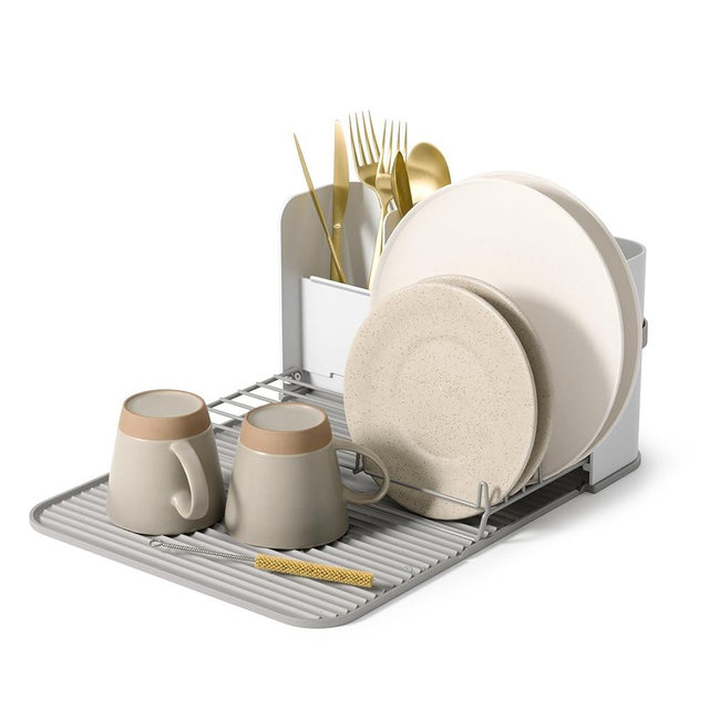 Umbra Sling Compact Dish Rack for Drying Dishes, Cutlery and More, Folds Away for Compact Storage