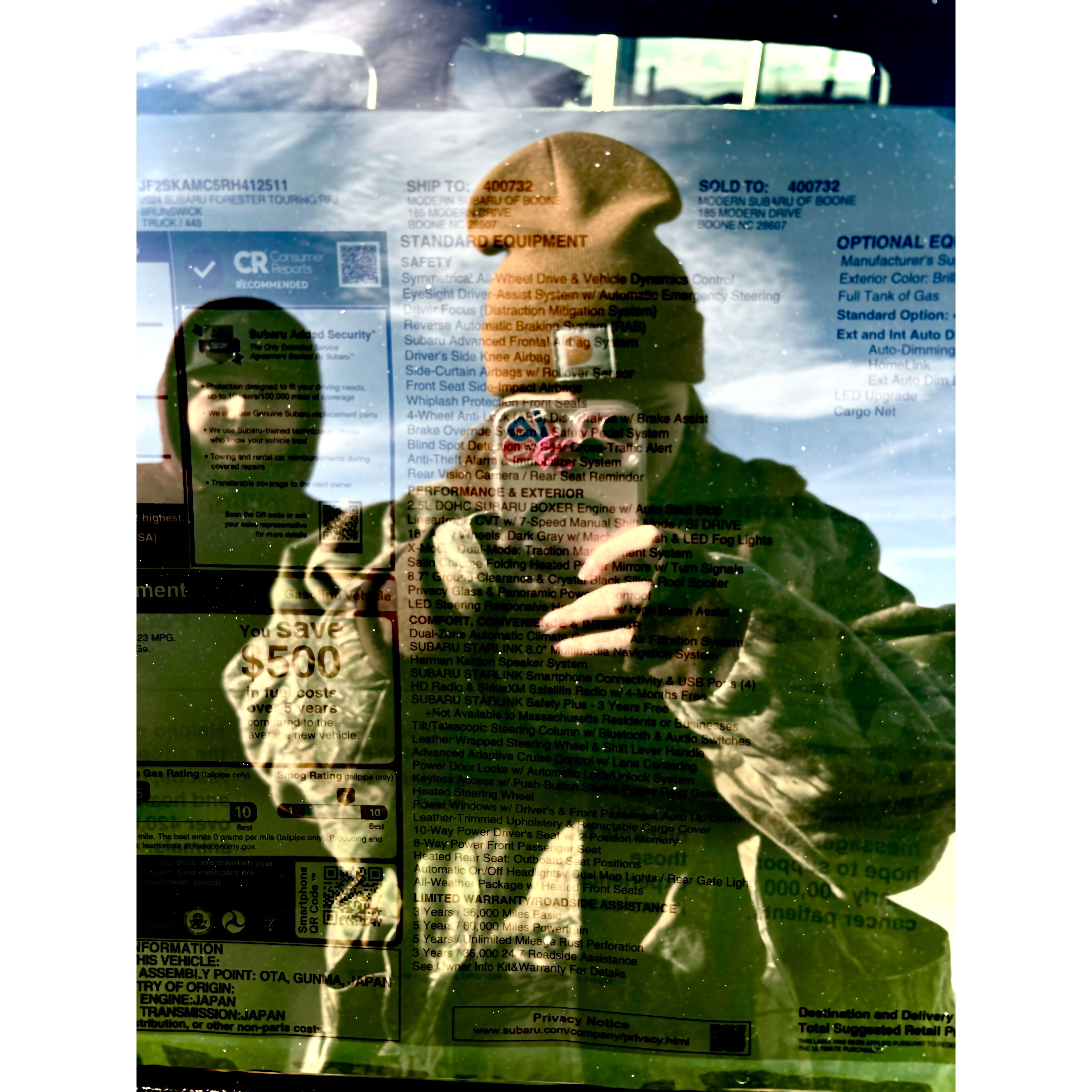 car shopping, snapped a pic of our reflections