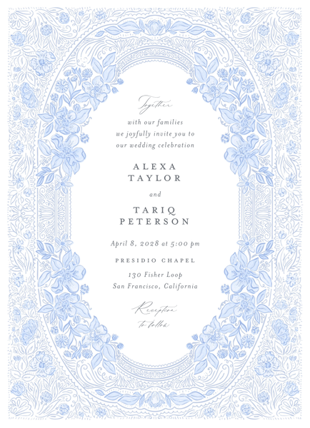 Siena Portrait | Dark Pastel Blue | Zola Wedding Invitations