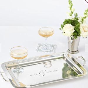 Silver Celebration Beaded Serving Tray