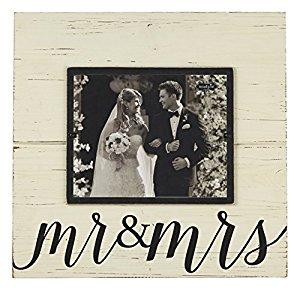 Mud Pie Distress Wood Mr. and Mrs. Deluxe Horizontal Frame, 8 x 10"