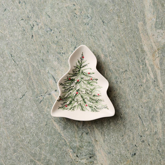 Tannenbaum Dinnerware, Stoneware Figural App Plate, Holly, Set of 4