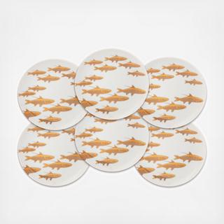 School of Fish Canape Plate, Set of 6