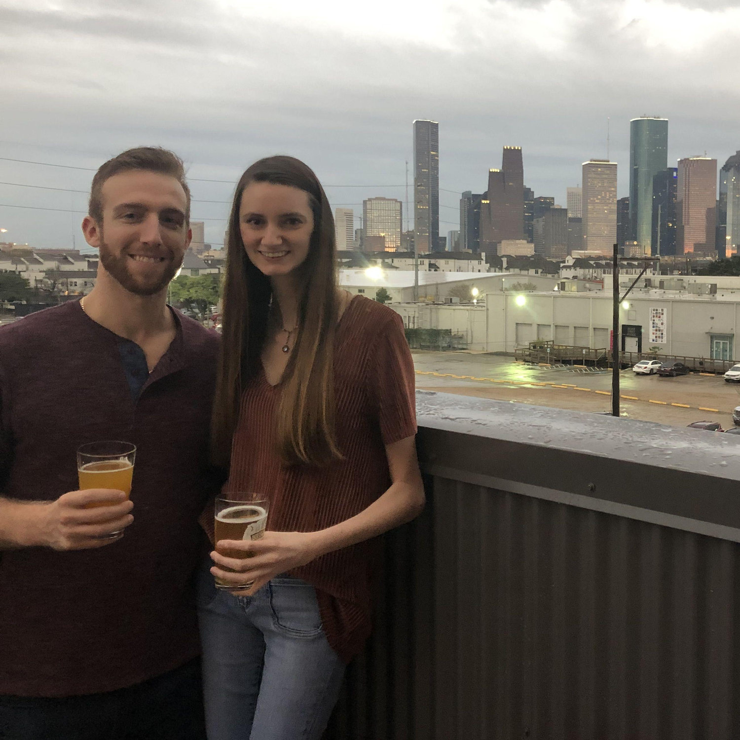 At a local brewery in the city where we met - Houston, Texas