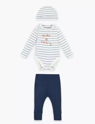 3 Piece Pure Cotton Slogan Outfit (0-12 Mths)