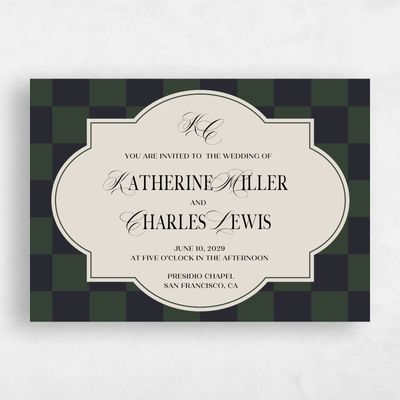 Deep Forest, Green Wedding Invitation - Sarlat Landscape