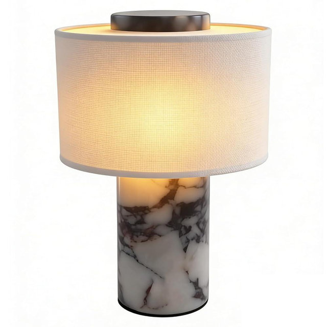DGRGRHBV Marble Table Lamp with USB Port,Luxury Bedroom Nightstand Stone Base Touch Dimmable Night Light,High End Linen Lamp Shades,Cordless Side Table Lamp for Contemporary Coastal Living Room