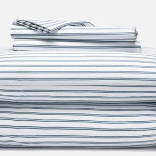 Luxe Sateen Core Sheet Set: King Size Tandem Stripe in Storm