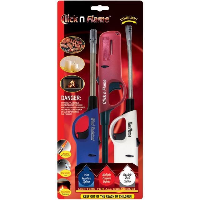 Click N Flame Multi Purpose Lighter 3-Pack Value Pack