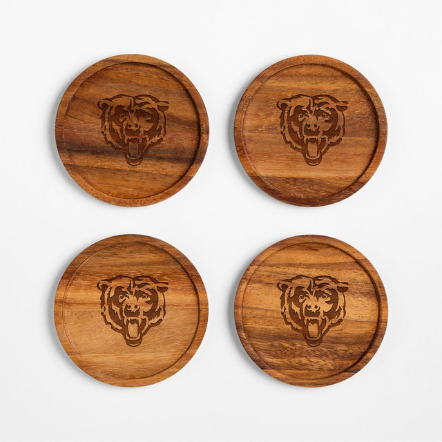 NFL Chicago Bears Tondo Acacia Wood Coasters, Set of 4