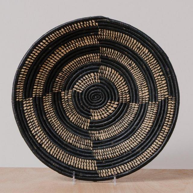 Geo Black Extra Large Raffia Bowl