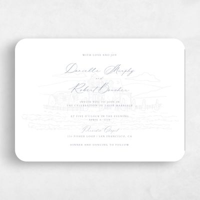 Grey Rounded Wedding Invitation - Malcesine Landscape