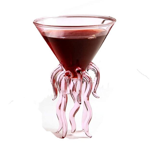 Octopus Martini Glass Creative Cocktail Drinkware Bar Goblet Tools (Transparent)