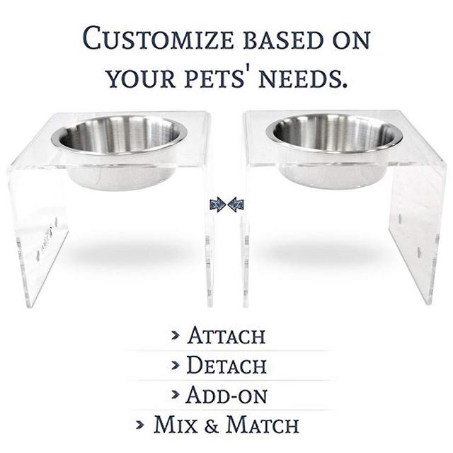 PetFusion Elevated Dog Bowls, Cat Bowls. [Attach, Detach, Add On, Mix Match Short 4" & Tall 8"]. Buy Singles or Pairs
