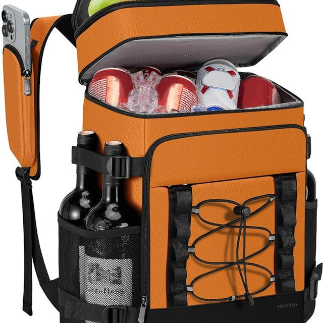 Cooler Backpack - 40 Cans Insulated Backpack Cooler for Men & Women, Portable 2 Leak Proof Compartments Coolers Bag for Beach Travel Picnic Lunch Hiking BBQ Camping - MIYCOO
