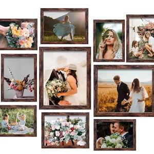 LUCKYLIFE Picture Frame Set 10-Pack, Gallery Wall Frame Collage with 8x10 5x7 4x6 Frames in Brown Finishes