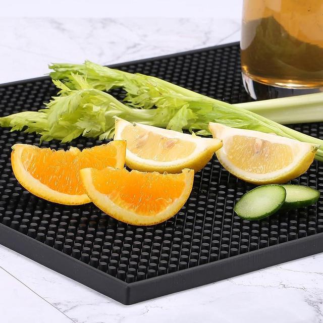 XieNie Bar Mats, 17.72IN x 11.81IN Premium Bar Mat, 1CM Thick Coffee Bar Spill Mat, Slip-Free Service Mats for Coffee, Bar, Restaurants and Home, Dish Drying Countertop Mat for Home Bar, Black, 1PK