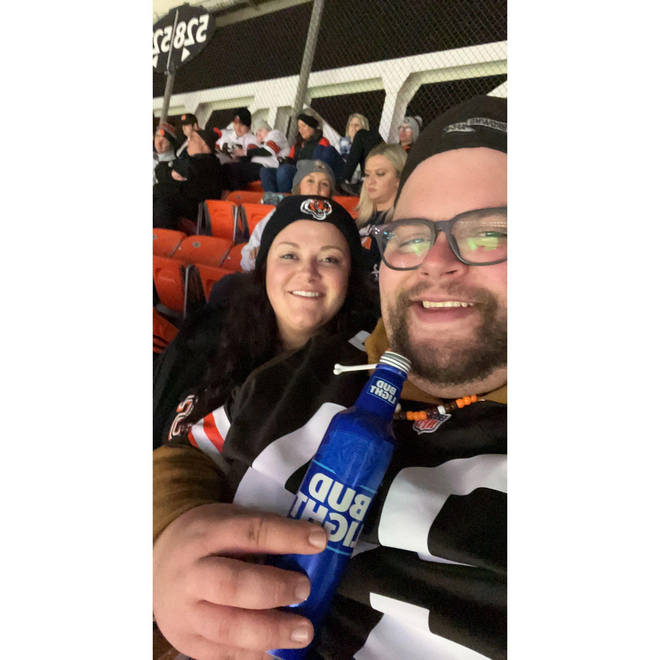 Us at my first NFL game....(the browns may have beat the bengals this night)