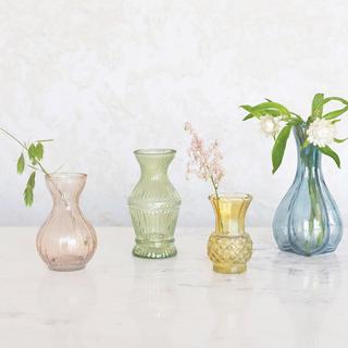 4-Piece Debossed Glass Vase Set