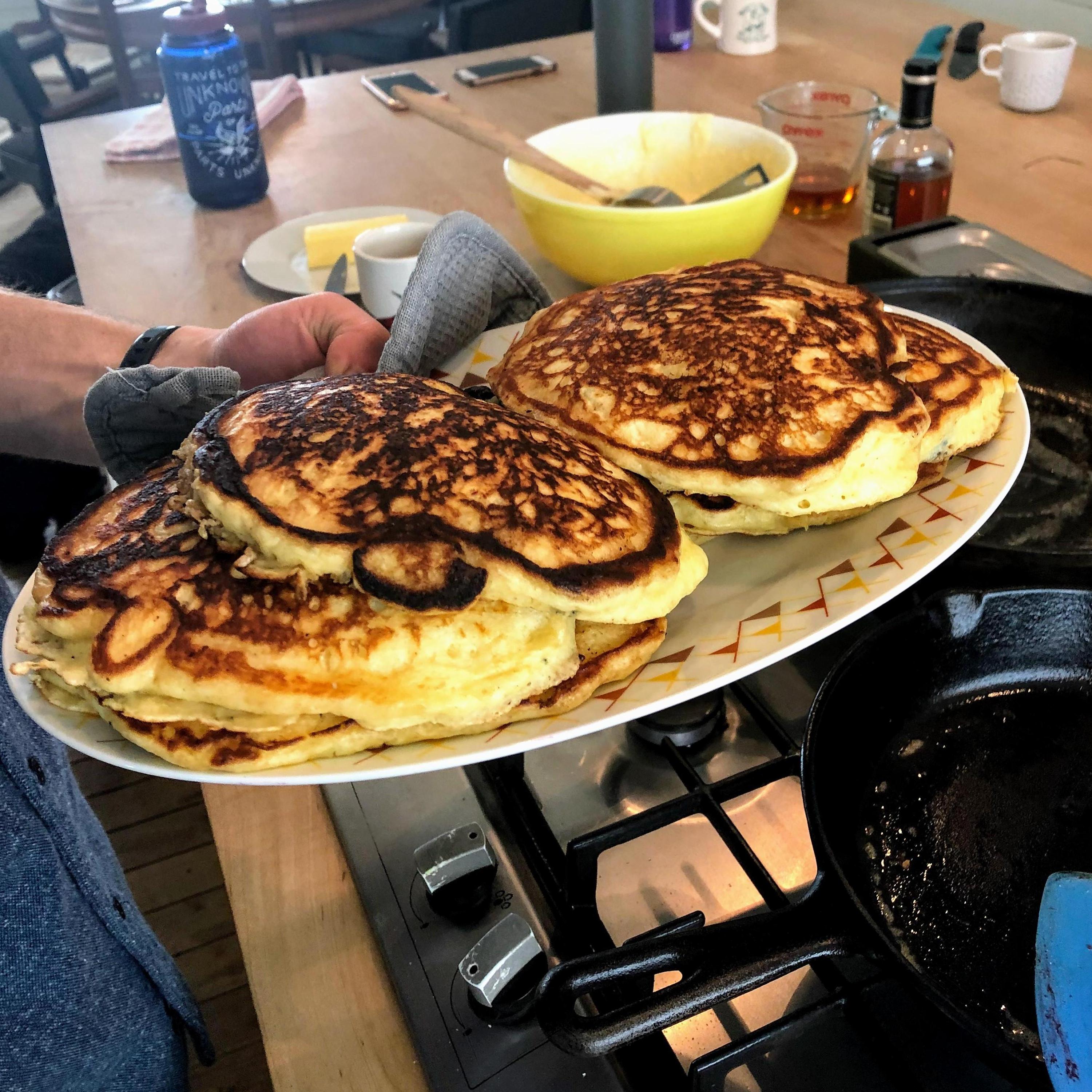 Wes doing one of the things he does best... making insanely good pancakes!