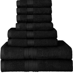 Utopia Towels Luxurious 700 GSM Thick 8 Piece Towel Set in Black; 2 Bath Towels, 2 Hand Towels and 4 Washcloths - 100% Ring-Spun Cotton, Hotel Quality for Maximum Softness and High Absorbency