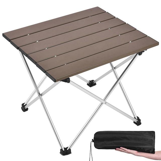 Grope Small Folding Camping Table with Aluminum Table Top, Beach Table for Sand with Carrying Bag,Prefect for Outdoor, Picnic, BBQ, Cooking, Festival