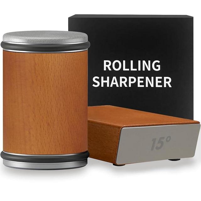 BIOBO Rolling Knife Sharpener Tool, Rolling Knife Sharpener Stone Kit, Kitchen Knife Sharpeners Diamonds and Ceramic Stone Set for Steel of Any Hardness and Two Grinding Angles of 15° and 20°