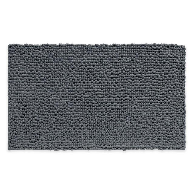iDesign® 30-Inch x 20-Inch Microfiber Frizz Bath Rug in Grey