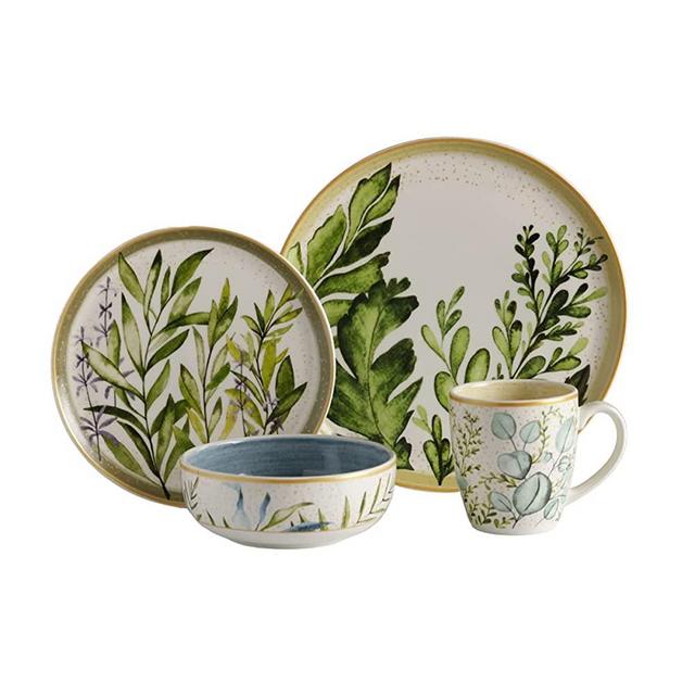 Corona Dinnerware Set 16-pieces Earthenware | Siena | Set de Vajilla 4 puestos | 16 piezas | Ceramica | Garden Decor