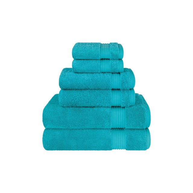 American Soft Linen Bekos 6 Piece Towel Set, 100% Cotton Bath Towel Set for Bathroom, Aqua Blue