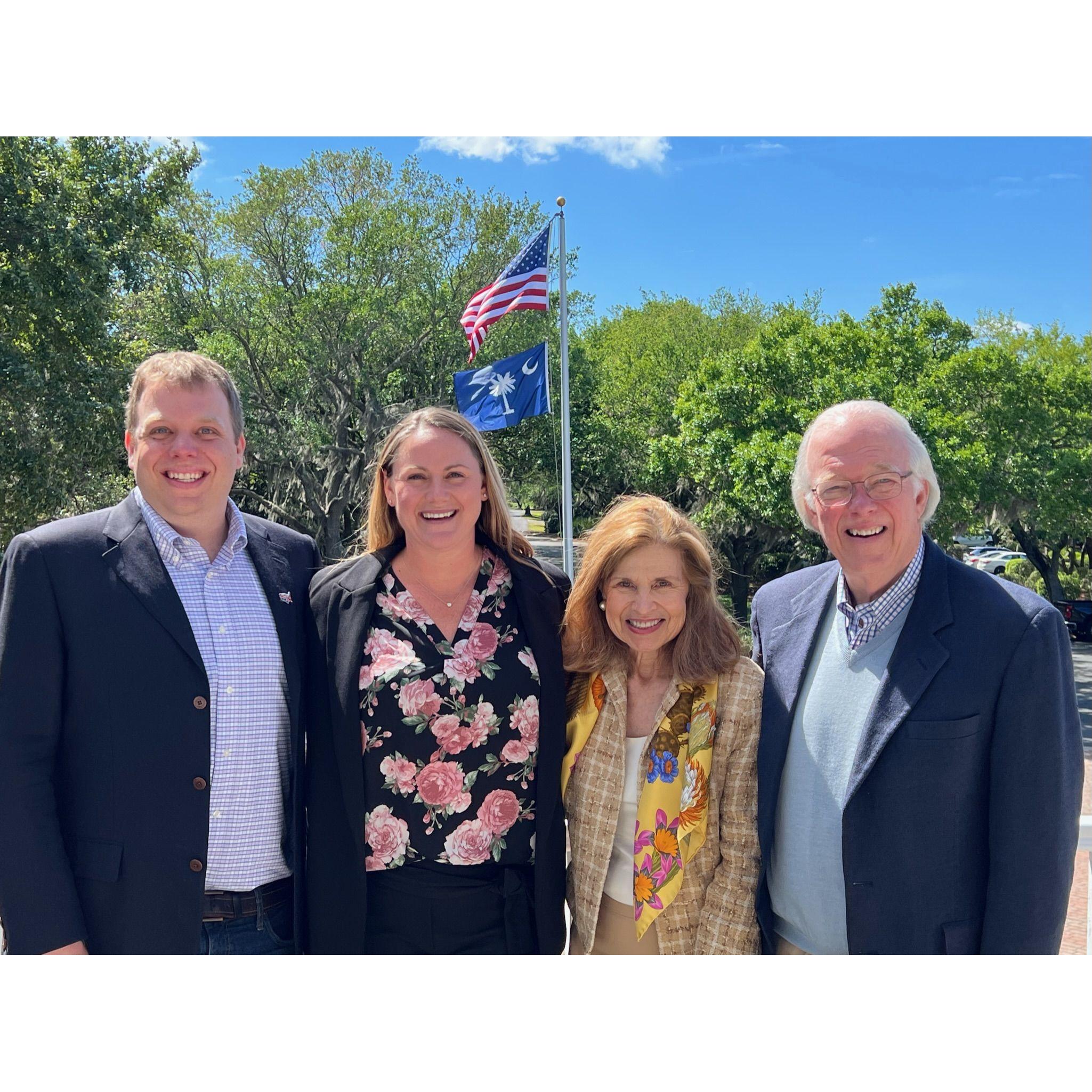 Not pictured in this photo with Pearce's parents: The Easter Bunny.