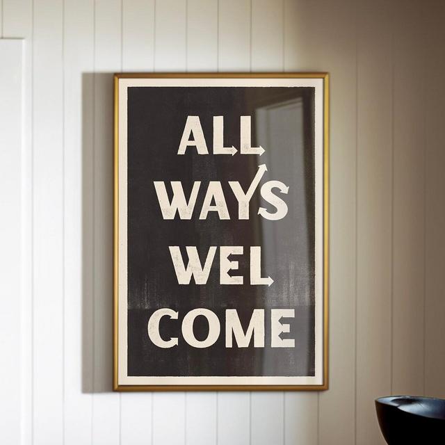 All Ways Welcome Typography Poster, Western Wall Art, Southwestern Decor, Entryway Art, Type Print, Eclectic Boho Design, Black and White